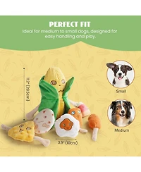 Nocciola Squeaky Crinkle Corn Dog Toys: Durable Plush Stuffed Yellow Pet Chew Toys for Small Medium Breeds Teething, Cute Interactive, 7 Packs