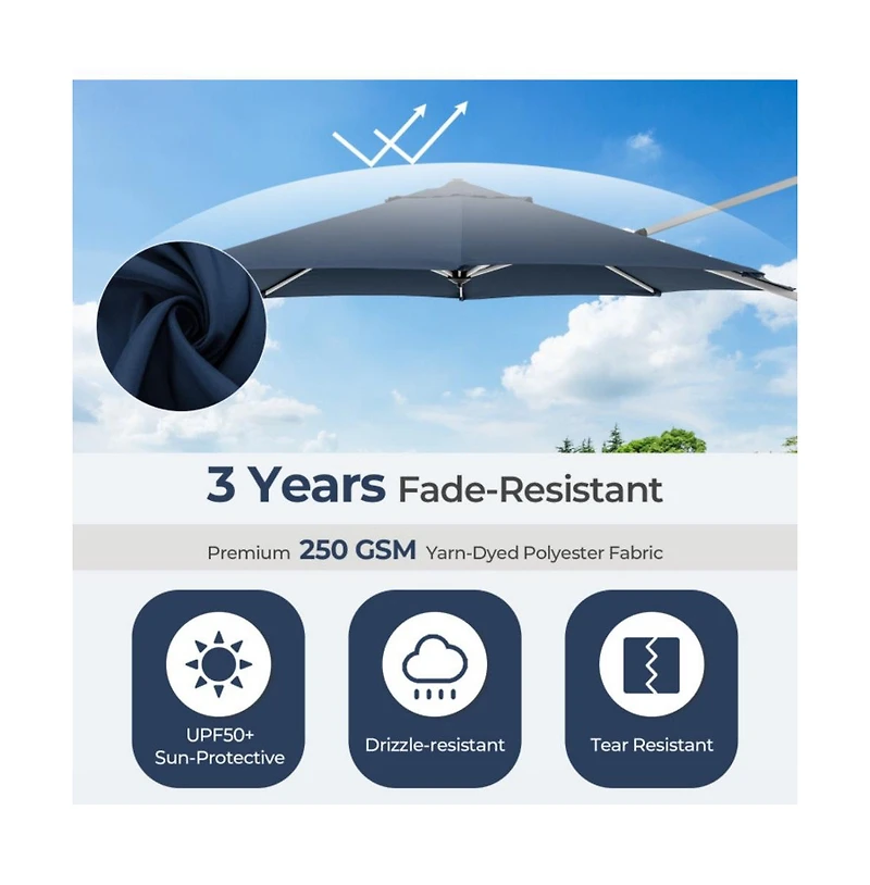 11 feet Outdoor Patio Umbrella with 360° Rotation and Adjustable Tilt