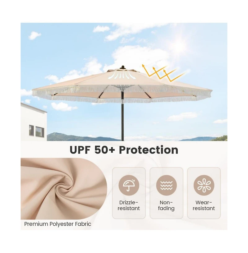 9 feet Patio Umbrella with Sun-Protective Canopy for Garden Pool
