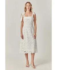 English Factory Women's Bow Sleeveless Lace Midi Dress