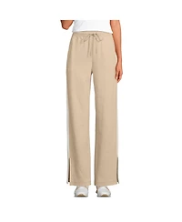 Lands' End Women's Sport Knit High Rise Relaxed Straight Leg Side Stripe Pants