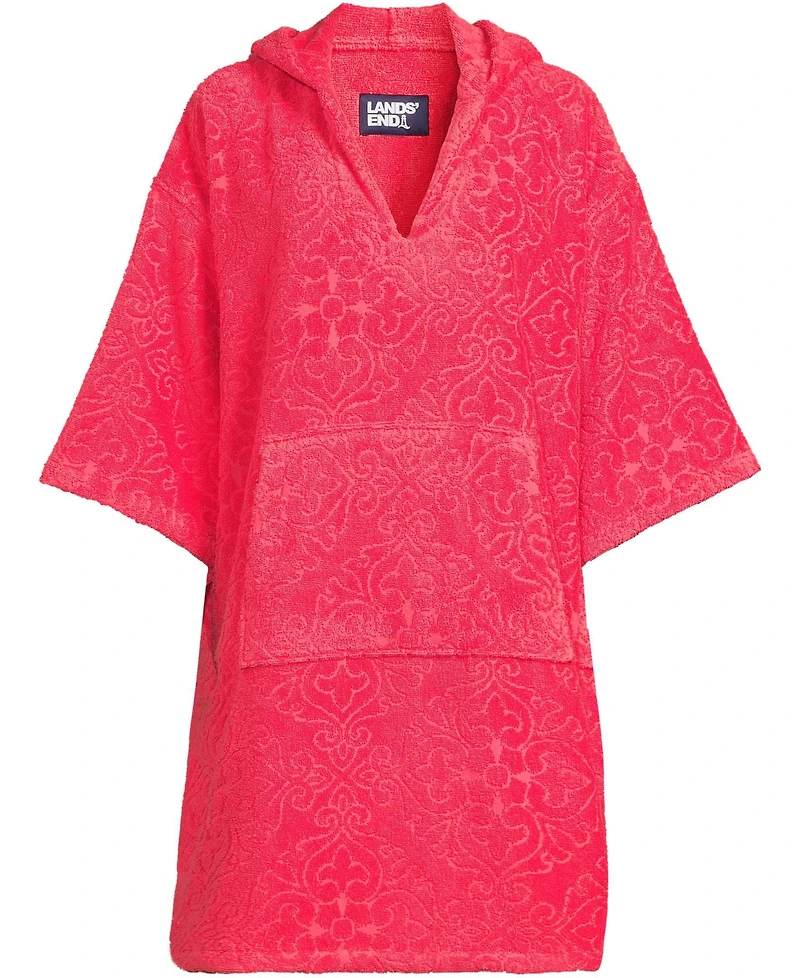 Lands' End Women's Terry 3/4 Sleeve Pullover Hooded Spa Robe