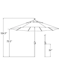 Mondawe 11FT Octagon Patio Umbrella with Push-Button Tilt, Black Frame