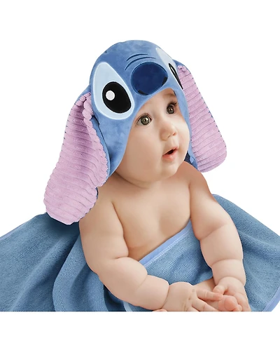 Lambs & Ivy Baby Disney Stitch Luxury Blue Cotton Terry Hooded Bath Towel
