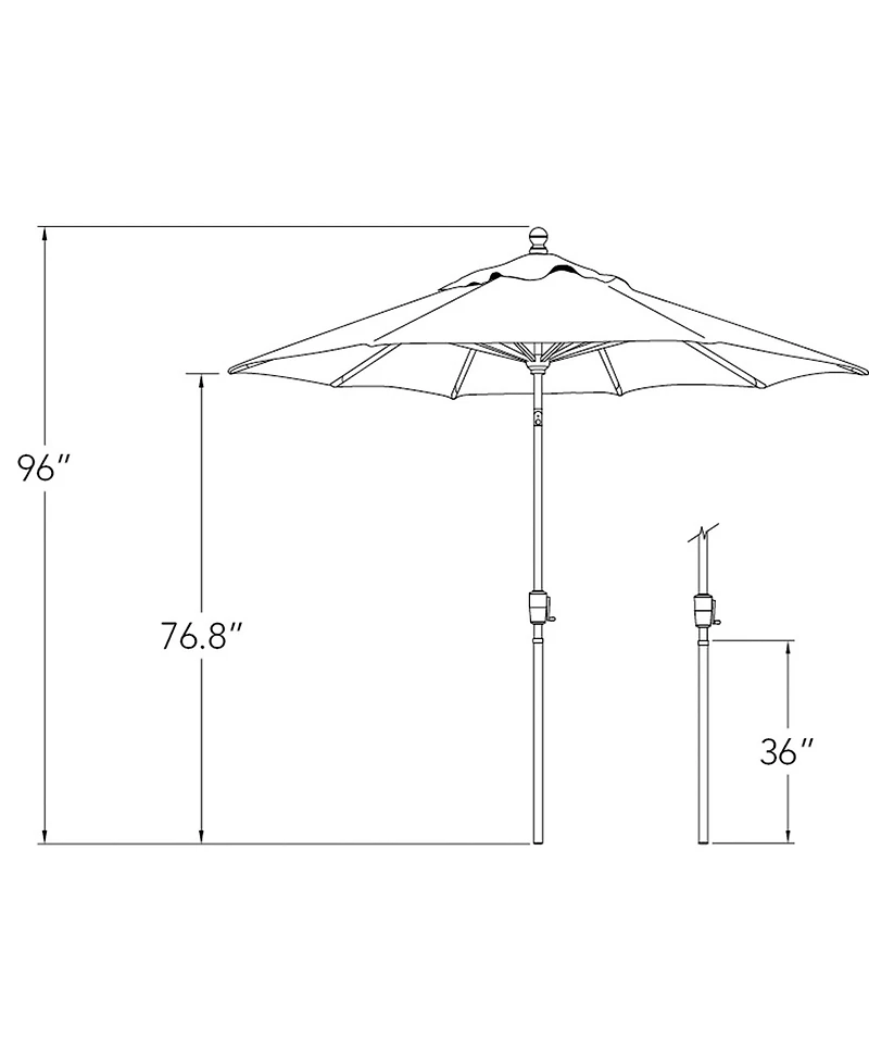 Mondawe 7.5FT Solefin Octagon Patio Umbrella with Push-Button Tilt, Black Frame