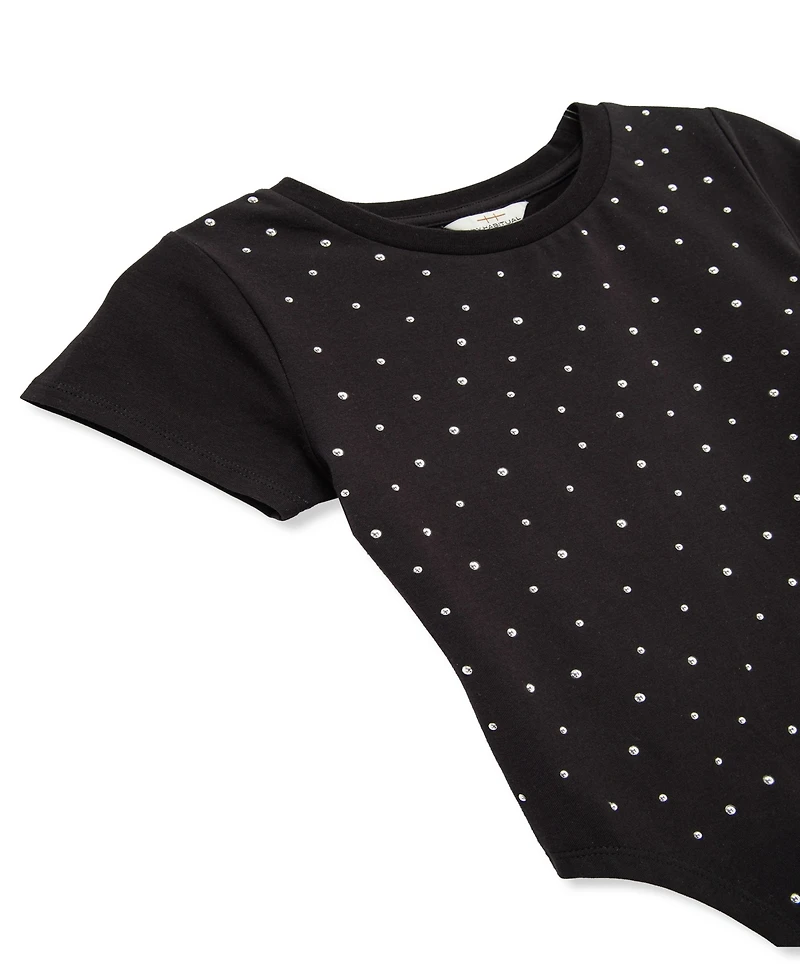 H by Habitual Big Girls Studded Asymmetrical T-Shirt