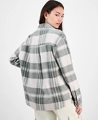 Just Polly Juniors' Plaid Button-Front Shacket