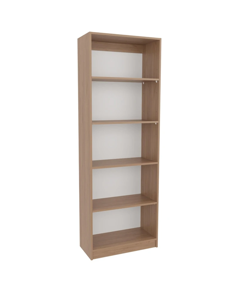 Depot E-Shop Vinton 4-Tier Bookcase with Modern Storage for Books and Decor, Natural Oak / White