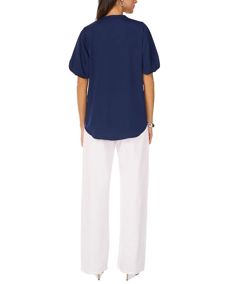 Vince Camuto Women's V-Neck Short Puff Sleeve Blouse