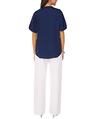 Vince Camuto Women's V-Neck Short Puff Sleeve Blouse
