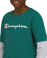 Champion Big Boys Layered-Look Logo Graphic T-Shirt