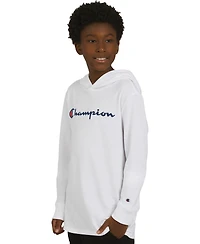 Champion Big Boys Signature Logo Long-Sleeve Hooded T-Shirt