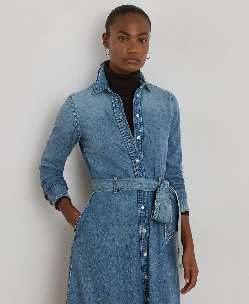 Lauren Ralph Petite Belted Denim Shirtdress