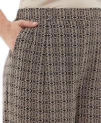 Ella Rafaella Plus Medallion Print Wide Leg Crop Pants