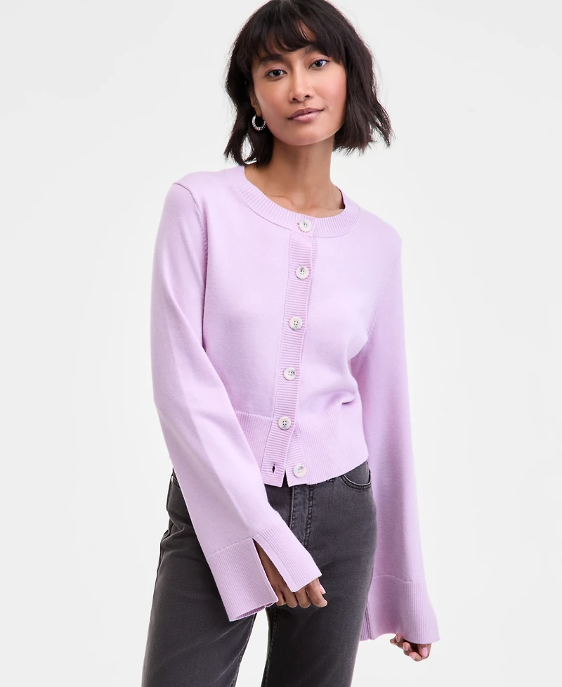On 34th Women's Split-Cuff Crewneck Cropped Cardigan, Macy's Exclusive