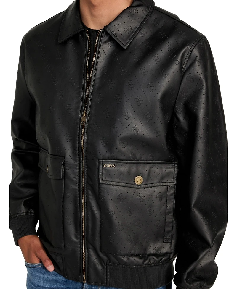 Guess Men's Monogram Aviator Jacket