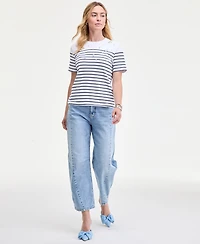 On 34th Women's Classic Stripe Embellished Cotton T-Shirt, Macy's Exclusive
