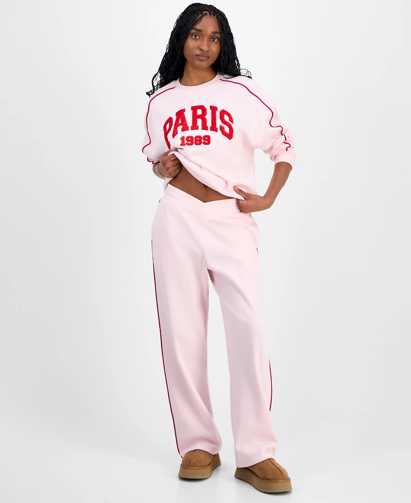 Rebellious One Juniors' V-Waist Piped Sweatpants