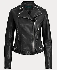 Lauren Ralph Women's Tumbled Leather Moto Jacket