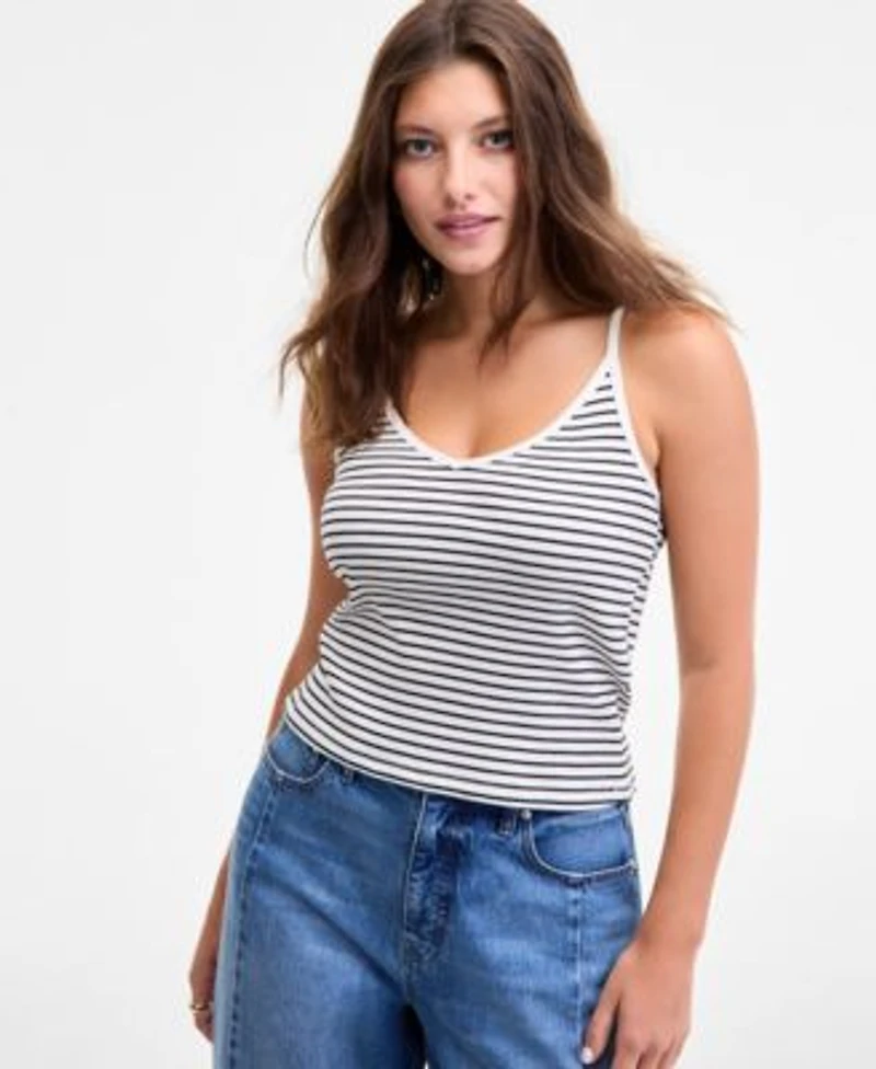 On 34th Womens Striped V Neck Tank Xxs 4x Macys Exclusive