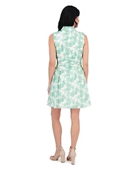kensie Women's Cotton Embroidered Sleeveless Dress