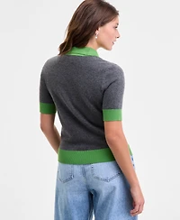 On 34th Women's Colorblocked Polo Short Sleeve Sweater, Macy's Exclusive