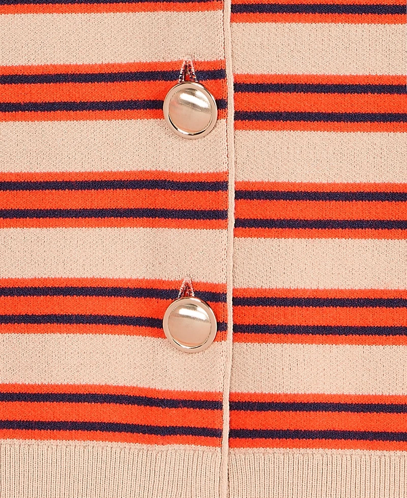 On 34th Women's Striped Long-Sleeve Crewneck Cardigan, Macy's Exclusive