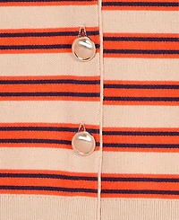On 34th Women's Striped Long-Sleeve Crewneck Cardigan, Macy's Exclusive