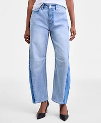 On 34th Women's High-Rise Two-Tone Barrel-Leg Jeans, Macy's Exclusive
