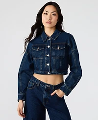 Steve Madden Women's Brixton Button-Front Cotton Denim Jacket