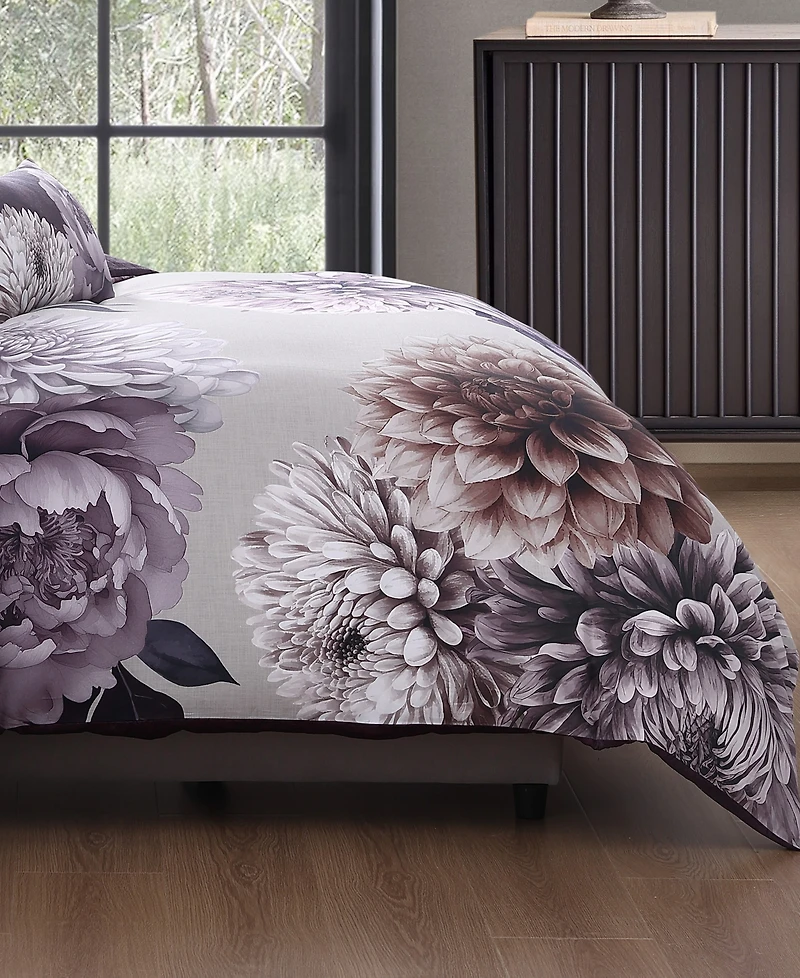 Bebejan Plum Petal Bedding 100% Cotton Sateen 5 Piece Queen Size Reversible Comforter Set