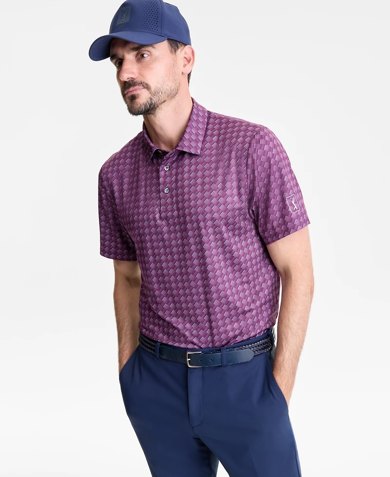 Pga Tour Men's All-Over Geometrical Polo Shirt