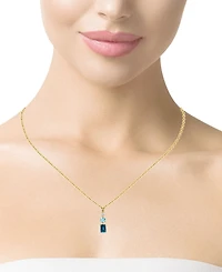Blue Topaz (3-5/8 ct. t.w.) & White (1/3 Triple Stone 18" Pendant Necklace 14k Gold-Plated Sterling Silver (Also Amethyst)