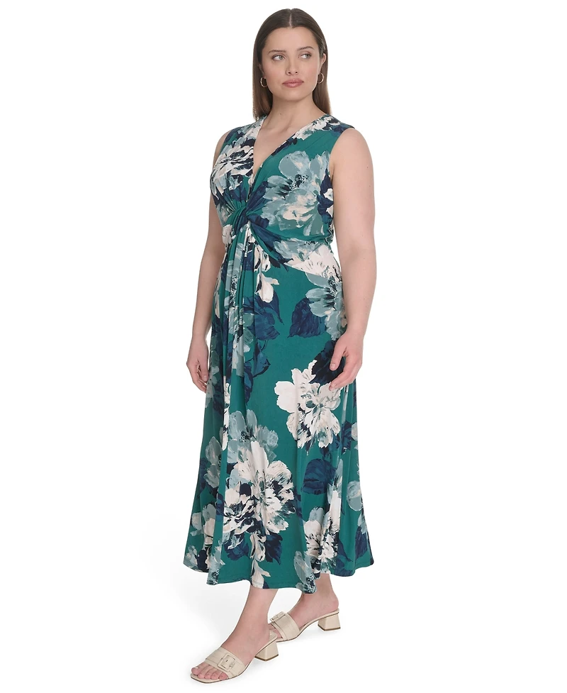 Calvin Klein Plus Jersey Printed Sleeveless Midi Dress