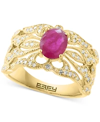 Effy Ruby (1-3/8 ct. t.w.) & Diamond (1/3 ct. t.w.) Openwork Statement Ring in 14k Gold