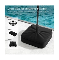 13feet Double-sided Patio Umbrella with Solar Lights for Garden Pool Backyard