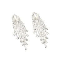 Sohi Women's Silver Embellished Drop Earrings