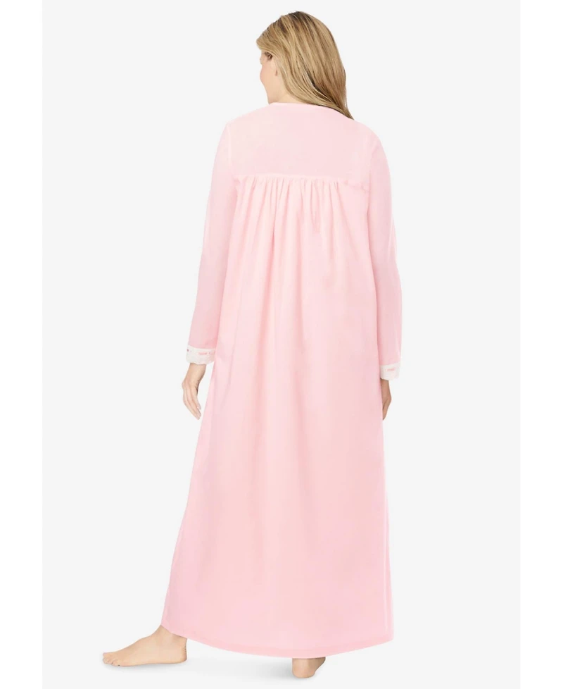Only Necessities Women's Long 2-Piece Cabbage-Rose Peignoir Set