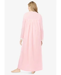 Only Necessities Women's Long 2-Piece Cabbage-Rose Peignoir Set