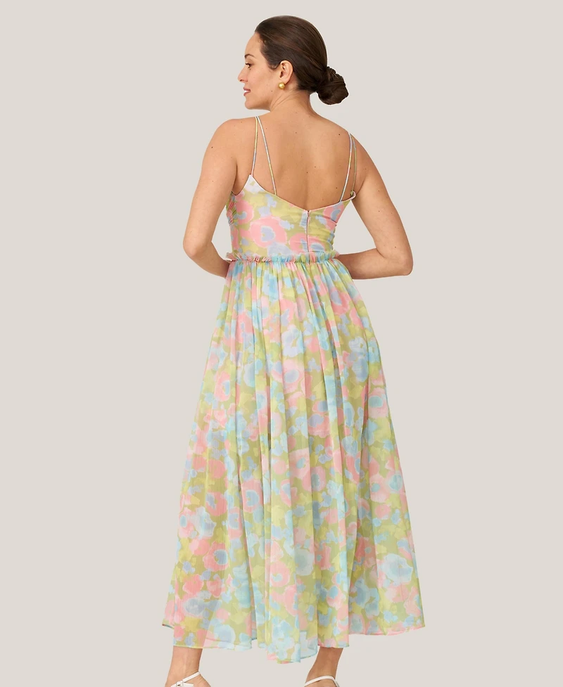 J Mendel Women's Floral Pleated Bodice Halter Midi Dress