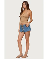 Edikted Women's Olivera Lace Up Denim Mini Skort