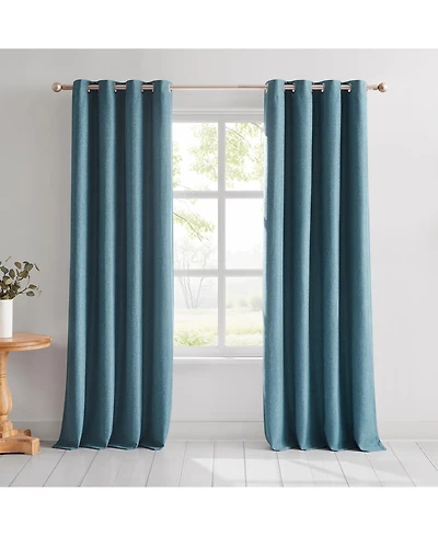 Lush Decor Meena Slub 100% Blackout Window Curtain Panels Blue Pair 52x84
