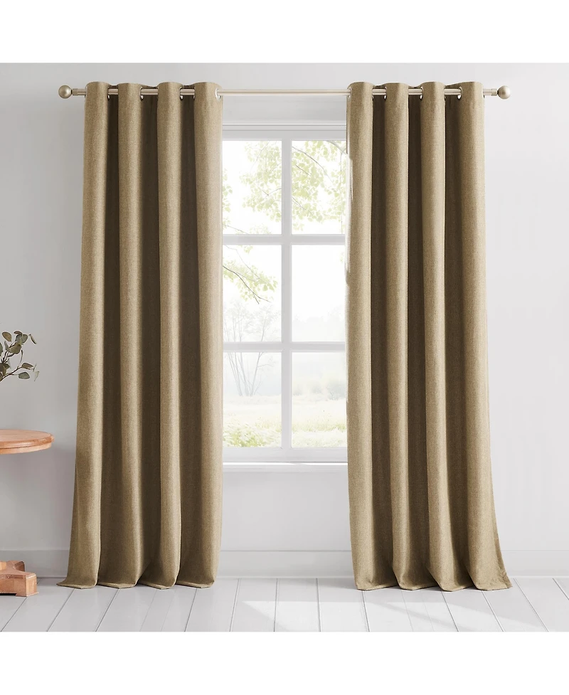 Lush Decor Meena Slub 100% Blackout Window Curtain Panels Blue Pair 52x84