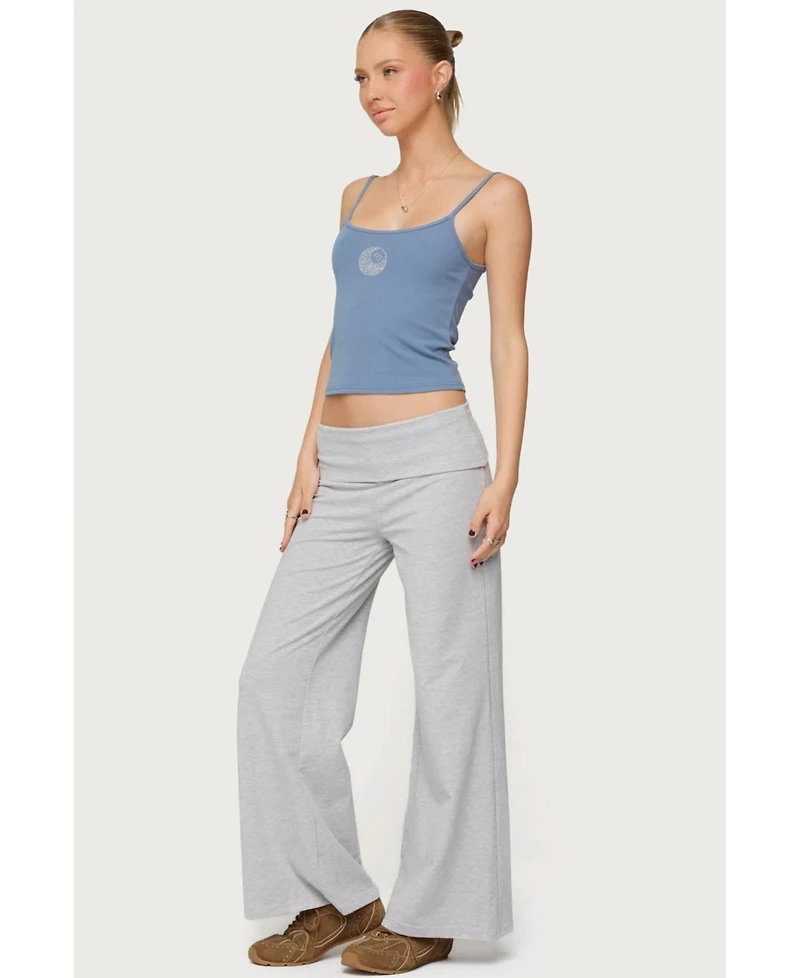 Edikted Women's Wide Leg Fold Over Pants