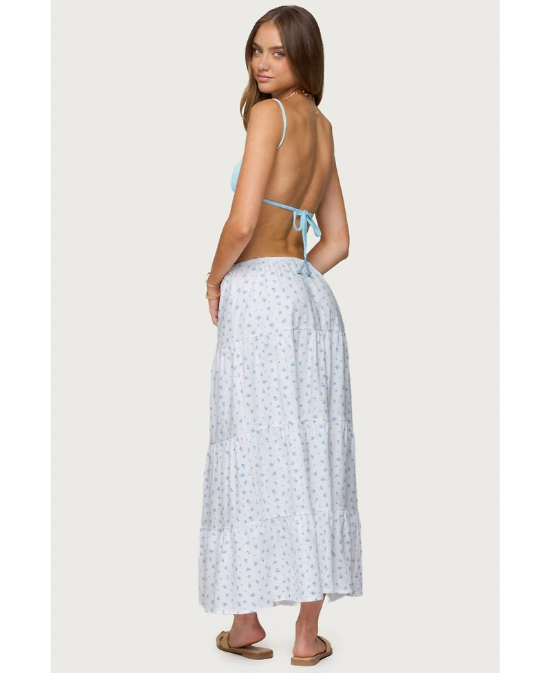 Edikted Women's Charley Floral Tiered Maxi Skirt