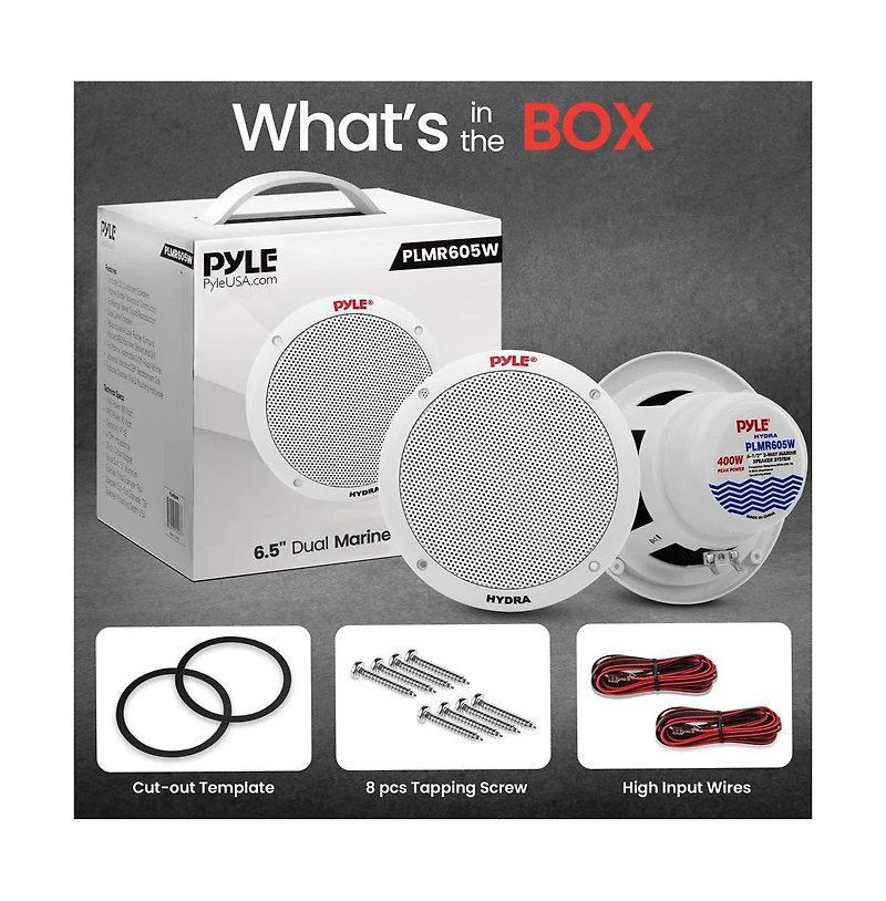 Pyle 6.5" In-Wall/In-Ceiling 2-Way Stereo Speaker Pair – Flush Mount, Dual Midbass, 1/2" Polymer Tweeter, Home Theater Audio