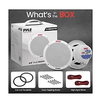 Pyle 6.5" In-Wall/In-Ceiling 2-Way Stereo Speaker Pair – Flush Mount, Dual Midbass, 1/2" Polymer Tweeter, Home Theater Audio