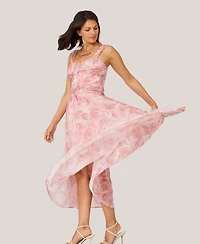 J Mendel Women's Floral Twist Pleated Midi Dress