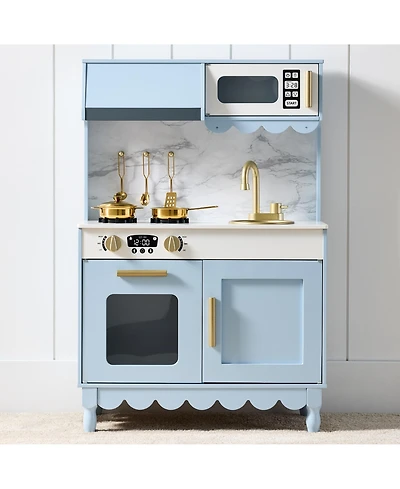 Best Choice Products Pretend Play Cottage Kitchen Wooden Toy Set for Kids w/ 5 Accessories, Oven