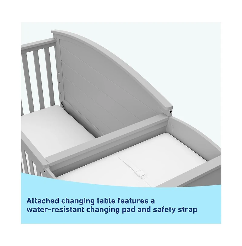 Graco Bellwood 5-in-1 Convertible Crib & Changer with Drawer (Pebble Gray)